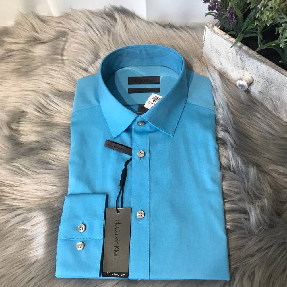 🆕 CALVIN KLEIN Slim fit non iron 80s twoply shirt